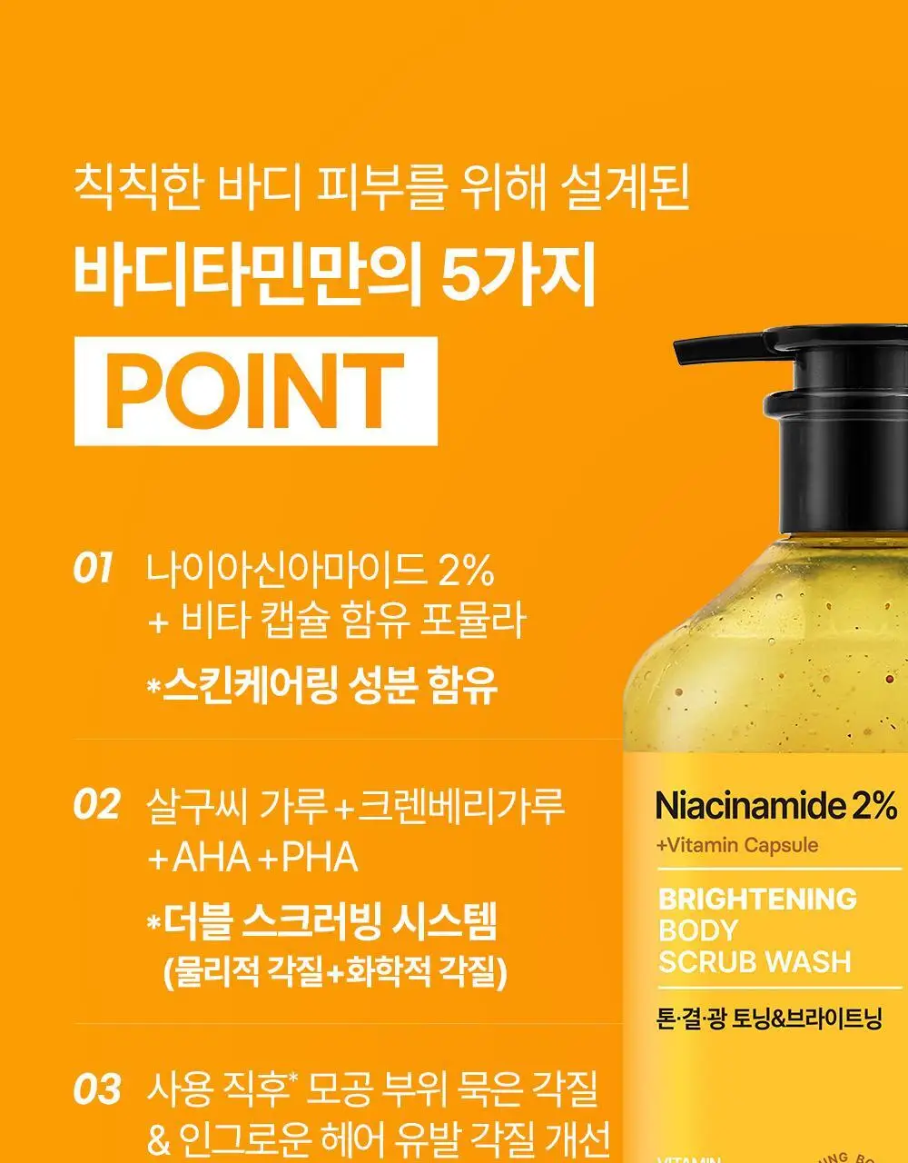 [NEW] 비욘드 바디타민 나이아신아마이드 B3 2% 비타 캡슐 브라이트닝 바디 스크럽 워시 500ml 상세페이지 19